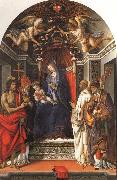 Madonna and Child Enthroned with SS.John the Baptist,Victor,Ber-nard,and Zenbius, Filippino Lippi
